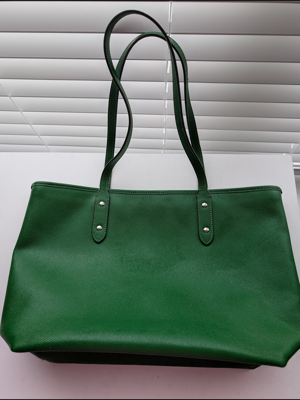 Coach Green Leather Tote Bag - Picture 2 of 5